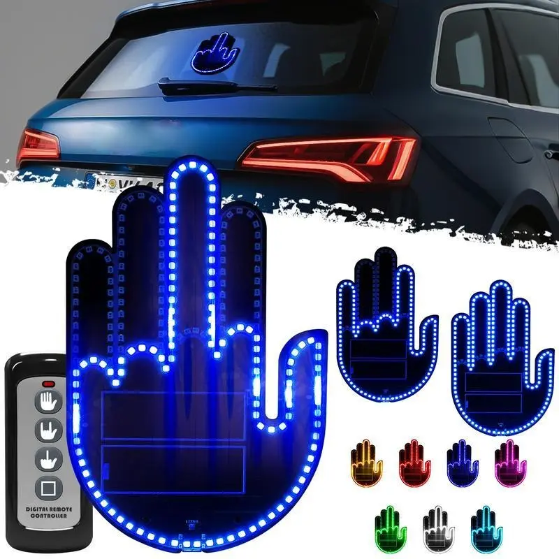 Rechargeable LED Gesture Control Illuminated Emblem - 1 Pack, 3 Modes, Finger-Shape Ambient Lighting, Road Rage Calmer, Cool Car Decorations, Auto Accessories Interior for Cars/SUVs/Trucks