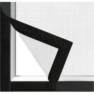 Window Screen with Upgraded Hook and Loop Adhesive Edging Frame Free  DIY Max 20  Perimeter 47x73 to 42x78 inch Black Mesh Window Screens Replacement (Black)