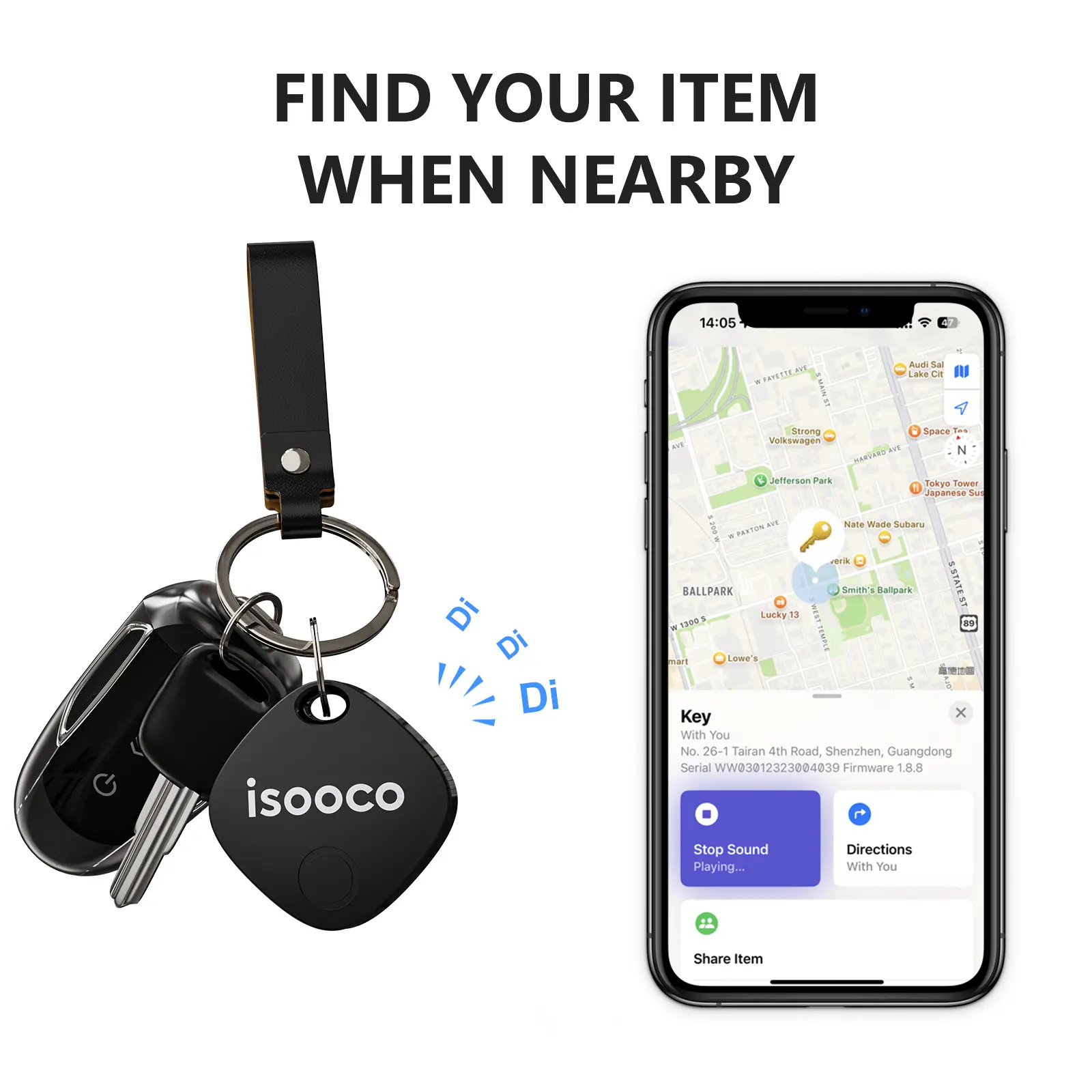ISOOCO  IS2401 Apple Findmy Item Finder IP67 Waterproof Bluetooth Tracker Global Positioning GPS Tracking Tag Only IOS for Ipad iPhone 15 16 17 Pets Tracke