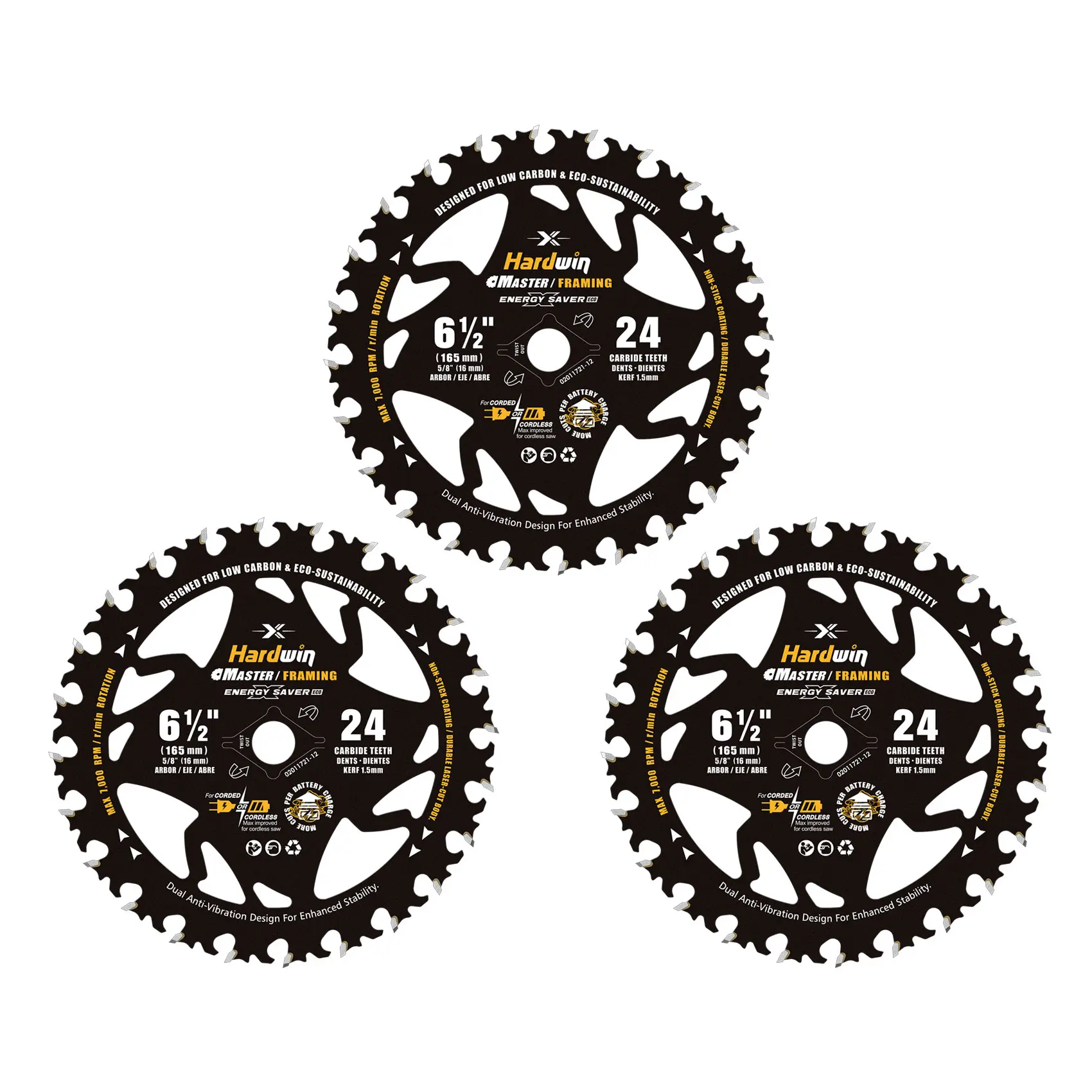 HARDWIN 6-1/2'' Wood Cutting Circular Saw Blade for Cordless Lithium-Ion Saws – Ultra-Thin, Energy-Saving, Nail-Resistant Design for Smooth Cuts