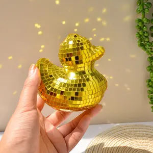 Charming Disco Mirror Duck Statue, Creative Decorative Figurine, DIY Handmade Ornament, Home Decor Ornaments, Decorative Sculptures, Home Entryway, TV Stand, Living Room, Bar, Office Desk, Desktop Statue