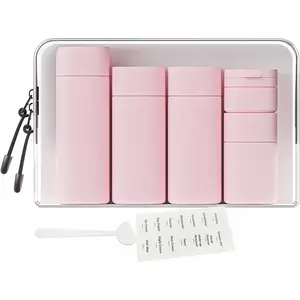 5-piece travel cream dispenser bottle set, travel toiletry container set,travel essentials, Multi Compartment Organiser