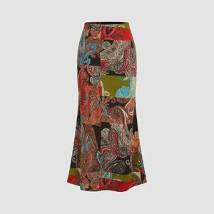 Cider Mid Rise Aztec Colorblock Mermaid Maxi Skirt SwimWeek