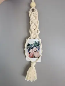 Macrame Photo Hanger, Rearview Mirror Car Charm, Car Accessories, Photo Car Charm, Boho Picture Holder, Instax Fujifilm Photo Charm
