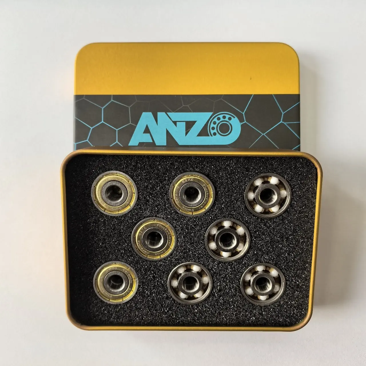 ANZO 627 Roller Skates Ceramic Hybrid Bearings 7x22x7 16 Pack | ZrO2 Ceramic Balls, ABEC-11 Rated, 627Z Shielded, 16 Pieces
