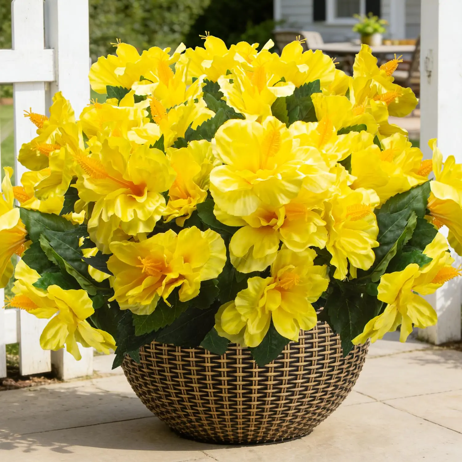 5-Bundle Realistic Artificial Hibiscus Tropical Blooms, Artificial Flower Decoration for Daily Use, Children's Day Gifts, Flower Garden, Outdoor Planters, Home Decor