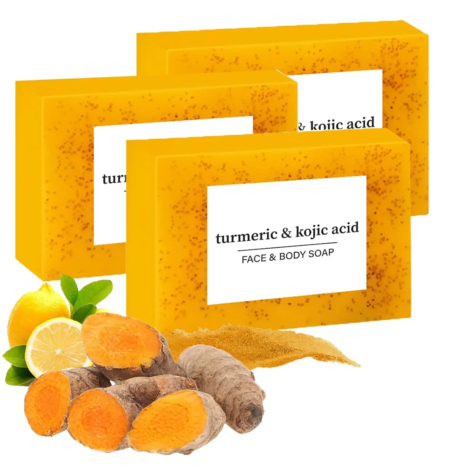 Lemon Turmeric Soap,Turmeric Soap Bar for Face and Body,Lemon Turmeri c Soa p infused with turmeric Extract, Soft, gentle and effective
