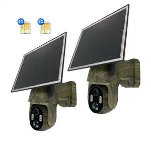 2-Pack Solar LTE Outdoor Security Camera With Solar Panels, 4G LTE Cellular Trail Camera With Night Vision, 360 °   Live Video, PIR Motion Alerts To Phone, 2.7K Color, Remote Access For Farm/Jobiste, No WiFi,  Includes 4G Data Card ( Free 7days Data)