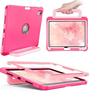 INFILAND Cute Case for iPad A16 11 Inch 2025 & 10th Gen 10.9 Inch 2022 Durable Silicone Shockproof Stand Cover with Pencil Holder Handle For Kids Girl