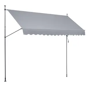 VEVOR 157 x 47" Patio Awning Retractable,  Awning Sunshade Shelter with Manual Crank Handle, Outdoor Patio Canopy Sunsetter Deck, Adjustable Height from 86 to 122 in, for Patio/Balcony/Yard, Dark Gray