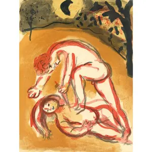 Marc Chagall, Cain and Abel (Mourlot 117-46; Cramer 25), Drawings from the Bible by Marc Chagall, Verve: Revue, Limited Edition Lithograph