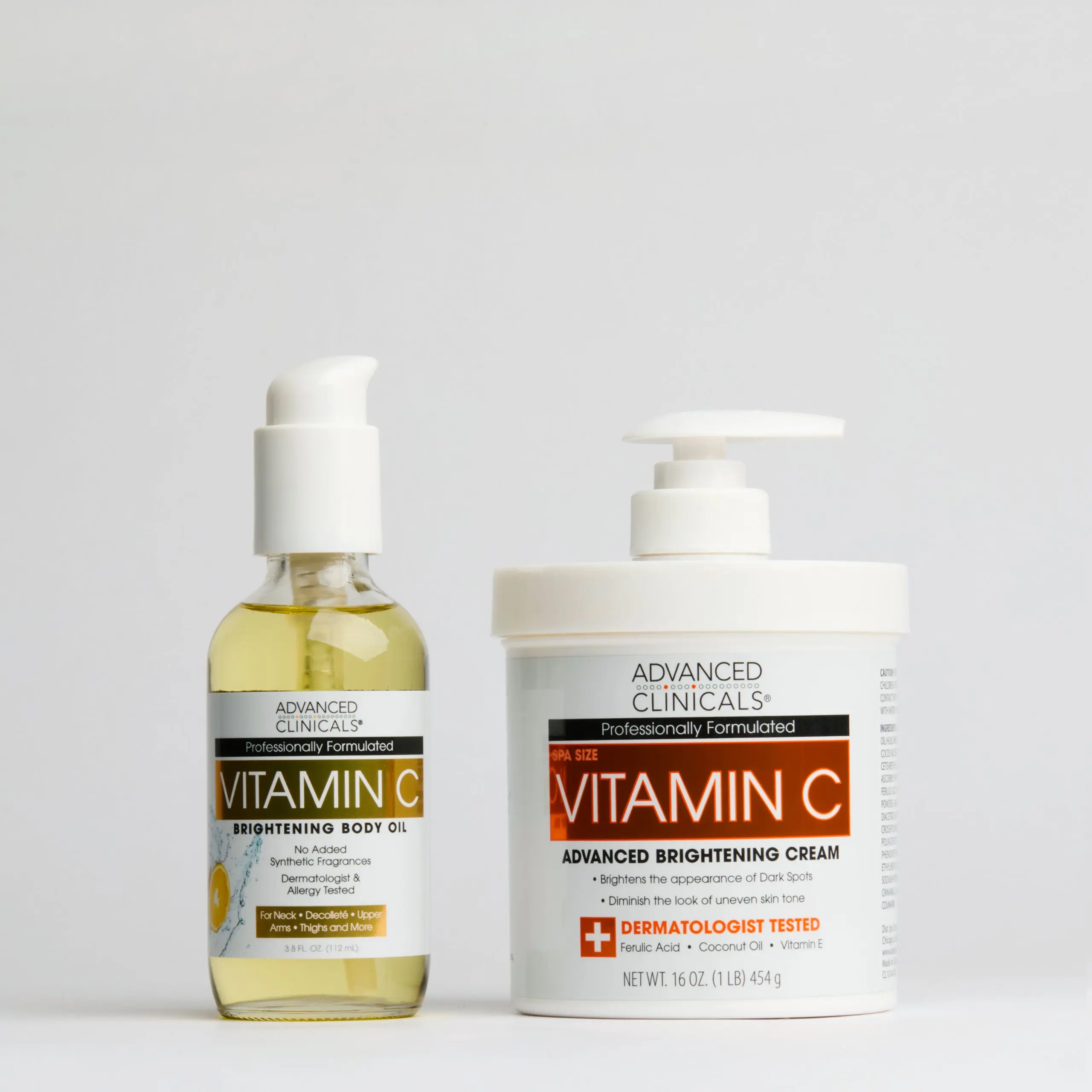 Vitamin C Body Cream + Body Oil Bundle, Lotion, Green Tea