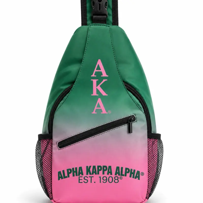 Alpha Kappa Alpha Waterproof Stylish Crossbody Sling Bag - Pink &Green