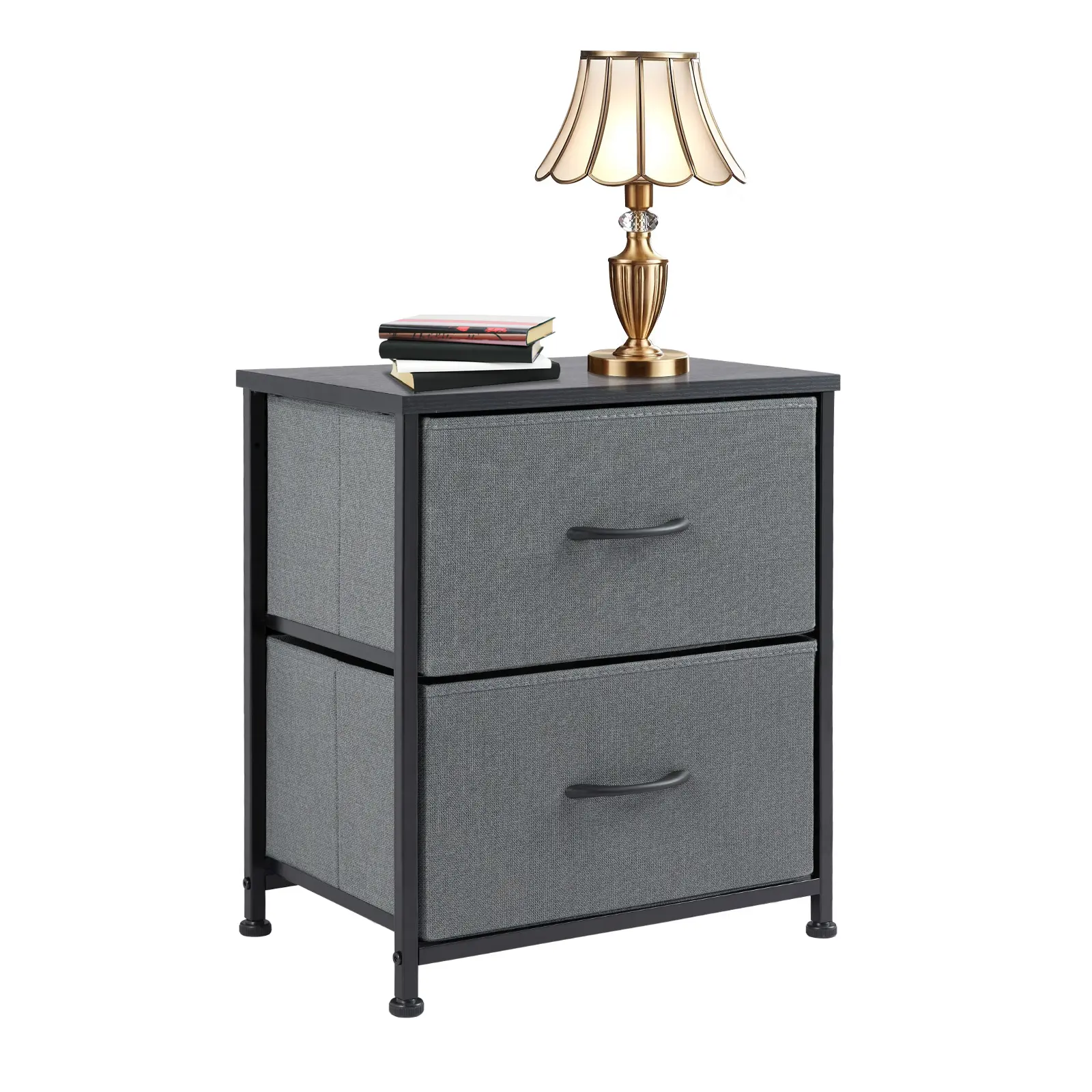 SweetFurniture Nightstand, Nightstand with 2 Fabaric Drawers, Bedside Furniture, Night Stand, Small Dresser for Bedroom, College Dorm, End Table with Fabric Bins, Dormitory