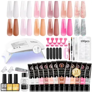 12 Colors Builder Gel Set With UV Lamp Nail Tools Polygel Nail Kit Full Manicure Kit #WithUVLamp #NailKit #ExtensionGelSet #NailFile #NailBrush #FullKit #HomeNailArt Nail Care