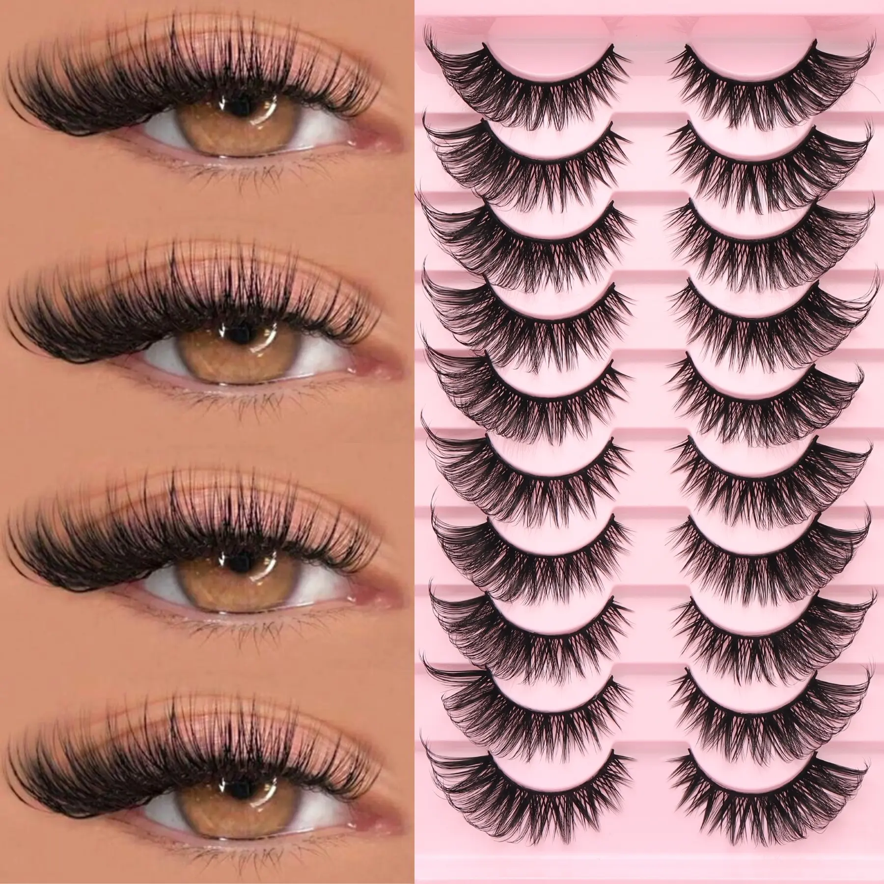 10 Pairs Of Cat Eye False Eyelashes Manga Anime Lashes Soft D Volume Imitation Mink False Eyelashes Natural Makeup Gifts For Women And Girls 10mm-15mm Natural False Eyelashes Ultra-Light And Durable