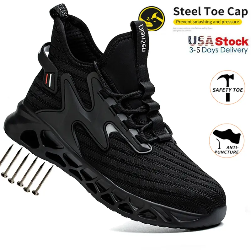 Safety Shoes Men New Steel Toe Men's Work Shoes Puncture Proof Work Sneaker Male Protective fashionable Footwear Work Man Boots breathable Safety Boots industrial construction