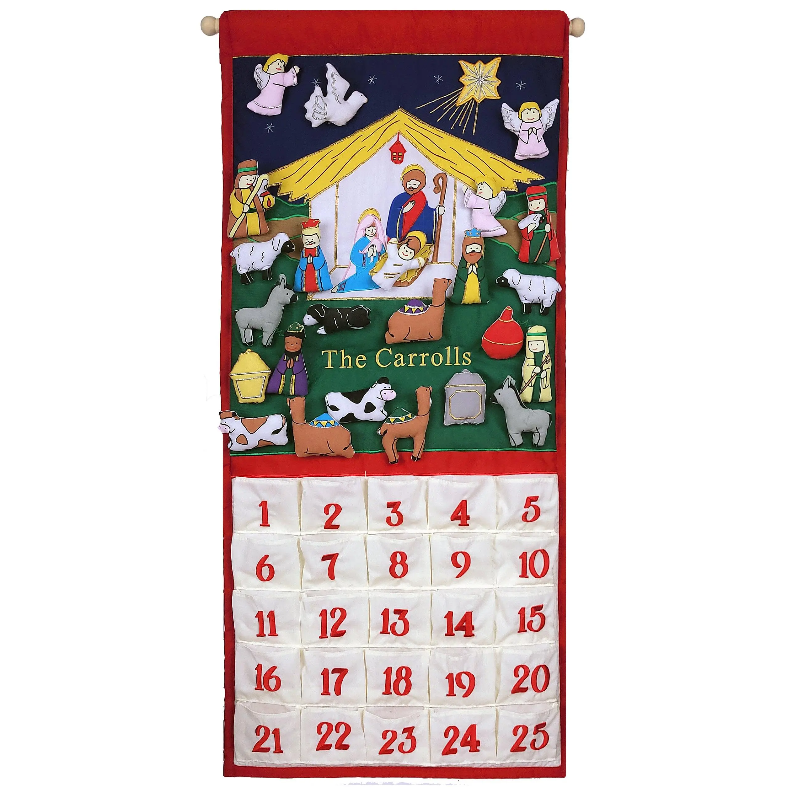 Traditional Nativity Advent Calendar with "Family Name"