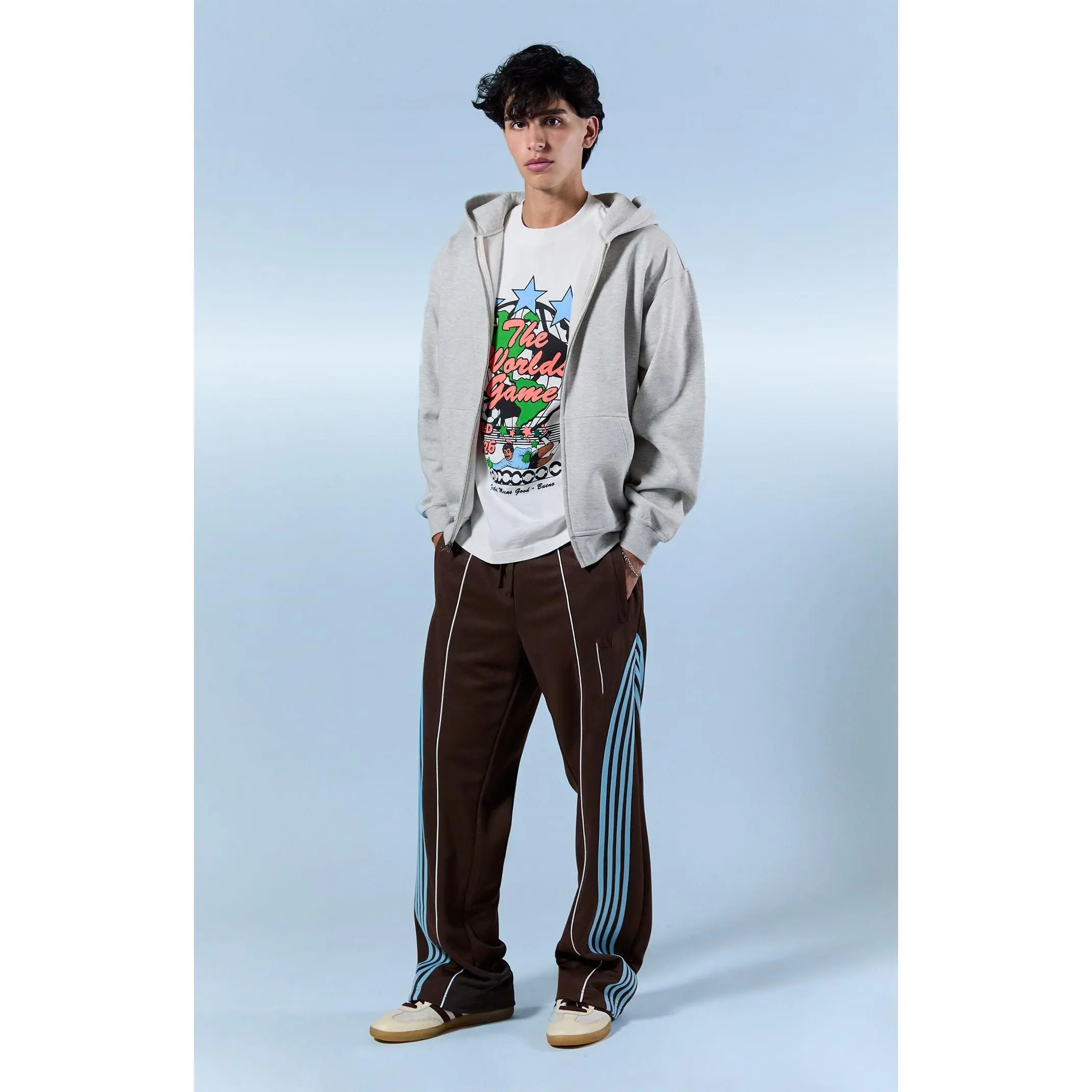 Pacsun Men's Brown Baggy Side Stripe Track Pants