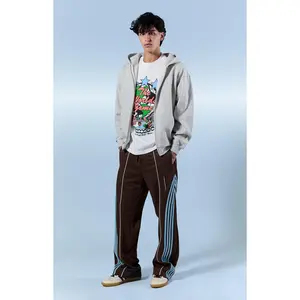 Pacsun Men's Brown Baggy Side Stripe Track Pants