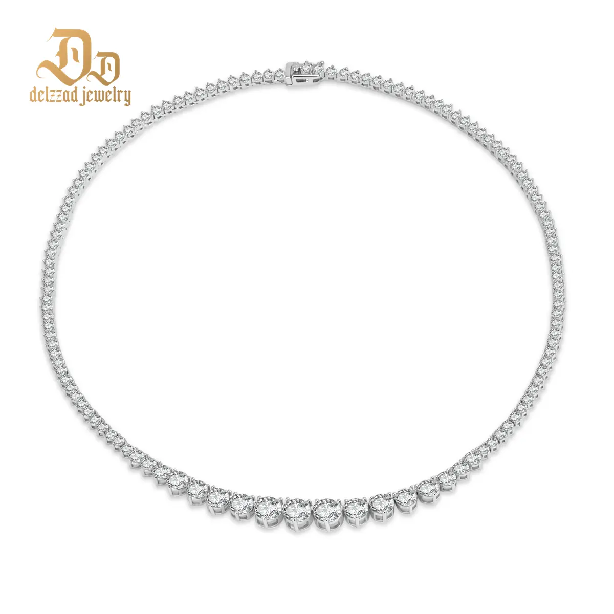 Delzzad 14K Gold-Plated Infinite Flow Necklace Tennis Necklace Chain Riviera Necklace Synthetic Moissanite Necklace Jewelry Perfect Birthday Wedding Engagement Anniversary Christmas Gift