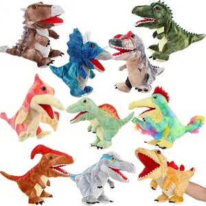 Dinosaur Hand Puppets 11.8 Inch Plush Stuffed Animals With Open Movable Mouth, Stuffed Animal Puppets Interactive Toy Storytelling Gifts For Birthday, Imaginative Play, Girls, Boys