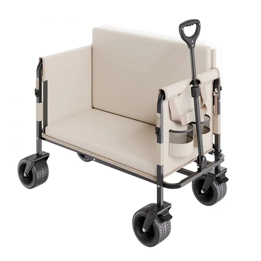 【summerfinds】VEVOR Foldable Wagon Cart Converts to Bench 550lb Load & 220L Utility Wagon for Camp, Cart On Wheels, Collapsible Cart