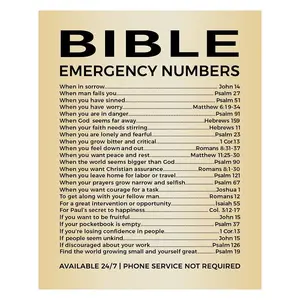 Bible Emergency Number Themed Pattern Wall Decorations, 5 Counts/set Vintage Bible Themed Artistic Wall Art Poster without Frame for Home Office Living Room