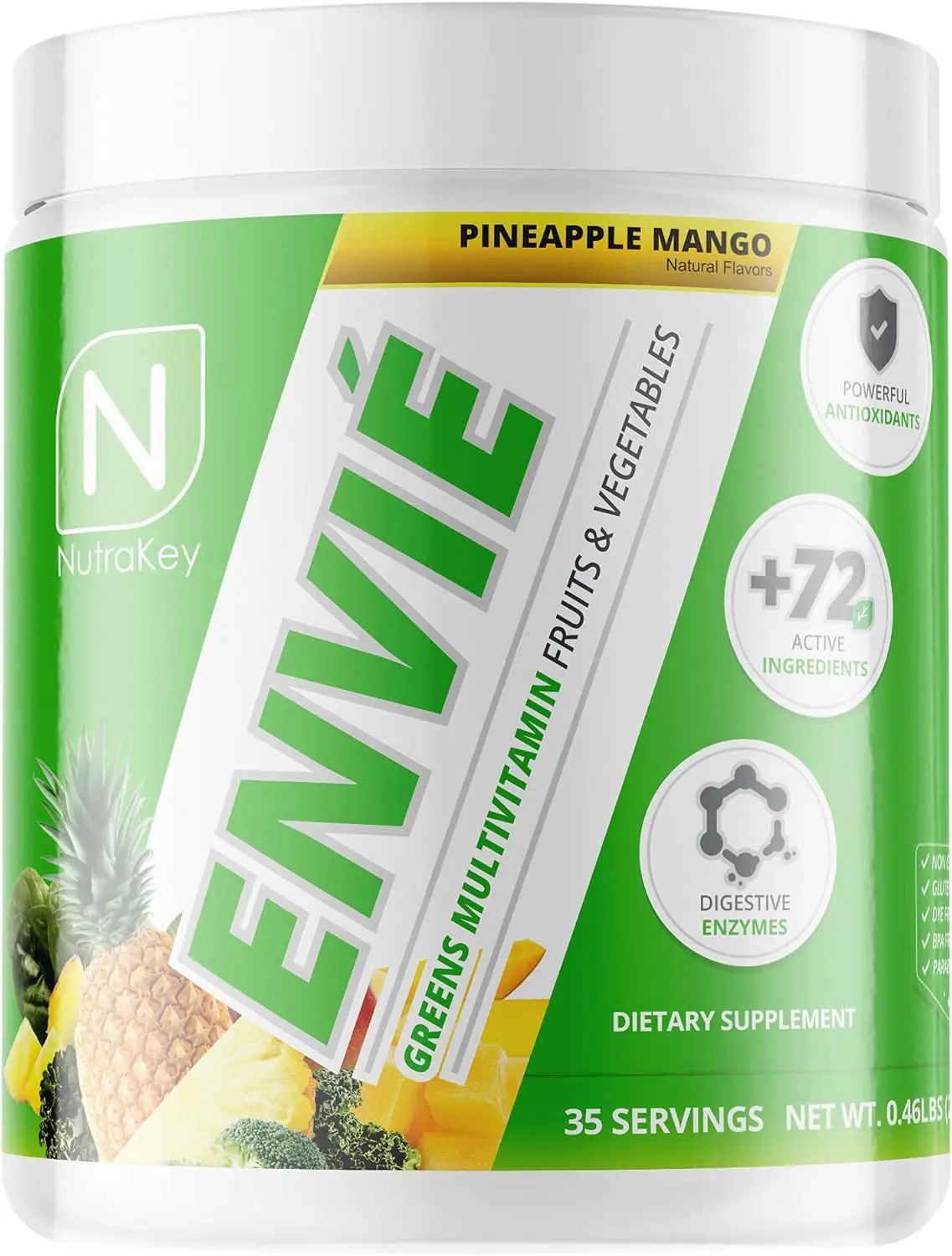 NutraKey Envie Multivitamin Powder - Gluten-Free, Keto-Friendly Dietary Healthcare Supplement for Men and Women, Supports Metabolism & Fitness with Natural Fruits, Greens, Antioxidants, Digestive Enzymes, Amino Acids