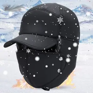 Men's Fleece-Lined Windproof Hat with Mask for Middle-Aged and Elderly Thickened Warm for Autumn & Winter Cycling Baseball Cap Wave Sports Hat