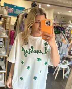Lucky Clover Sequin Graphic Tee for St. Patrick's Day