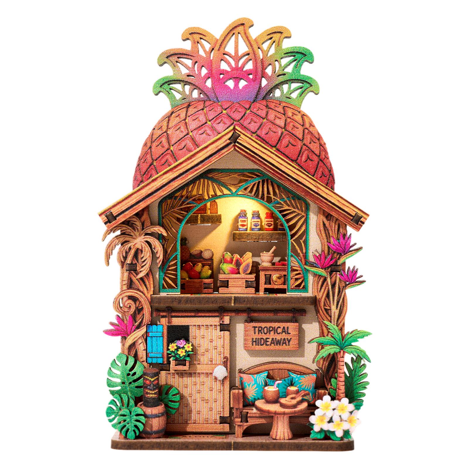 ETKVR RFM08 Pineapple Mini House Fridge Magnet DIY Cute Handmade Puzzle Building Block Assembly Model Toy Self-Adhesive Magnetic