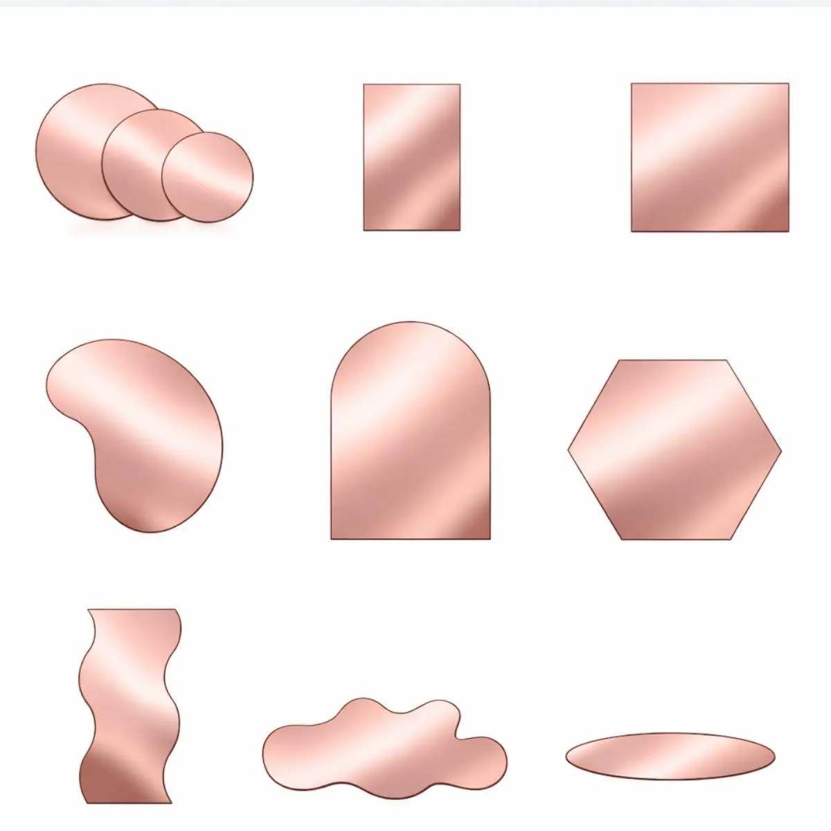 Glow Acrylic Mirror Reflective Display Set - 11PC Photo Background Props - Modern Shapes for Product Photography & Creative Photoshoots (Rose Gold), Luxury, Table Top, Accessories