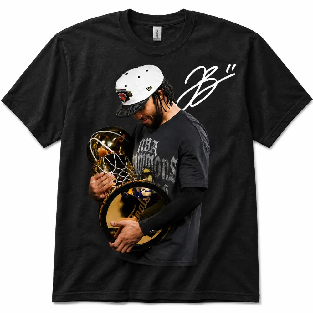 Jalen Brunson "THE KING OF NEW YORK" Graphic Tee, Championship Basketball Fan Shirt, Signature Sports Streetwear, Unisex Fan Apparel, Jalen Brunson Trophy Celebration Graphic Tee For New York Fans, Basketball Champion Streetwear Shirt,