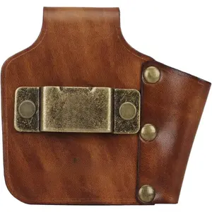 Leather Tape Measure Holster Belt Tool Loop - Vintage Brown