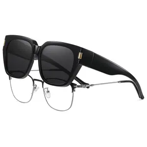 Polarized Sunglasses Fit Over Glasses for Men Women, Oversized Square Sunglasses for Glasses Wearers UV400 Protection Shades SpringStatements