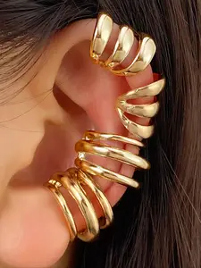 Minimalist Metal Ear Cuff Set, Fashion Jewelry for Women & Girls, Trendy All-Match Design, Perfect Birthday Gift Idea, Trendy Fashionable Accessories, Statement Earrings, Hoop Earring Sets