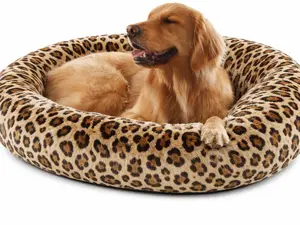 Donut Dog Bed - Premium Comfort for Anxiety Relief - Fluffy & Calming Cheetah Design with Ultra-Plush Support | Cozy Round Dog Bed with Super Soft Circle