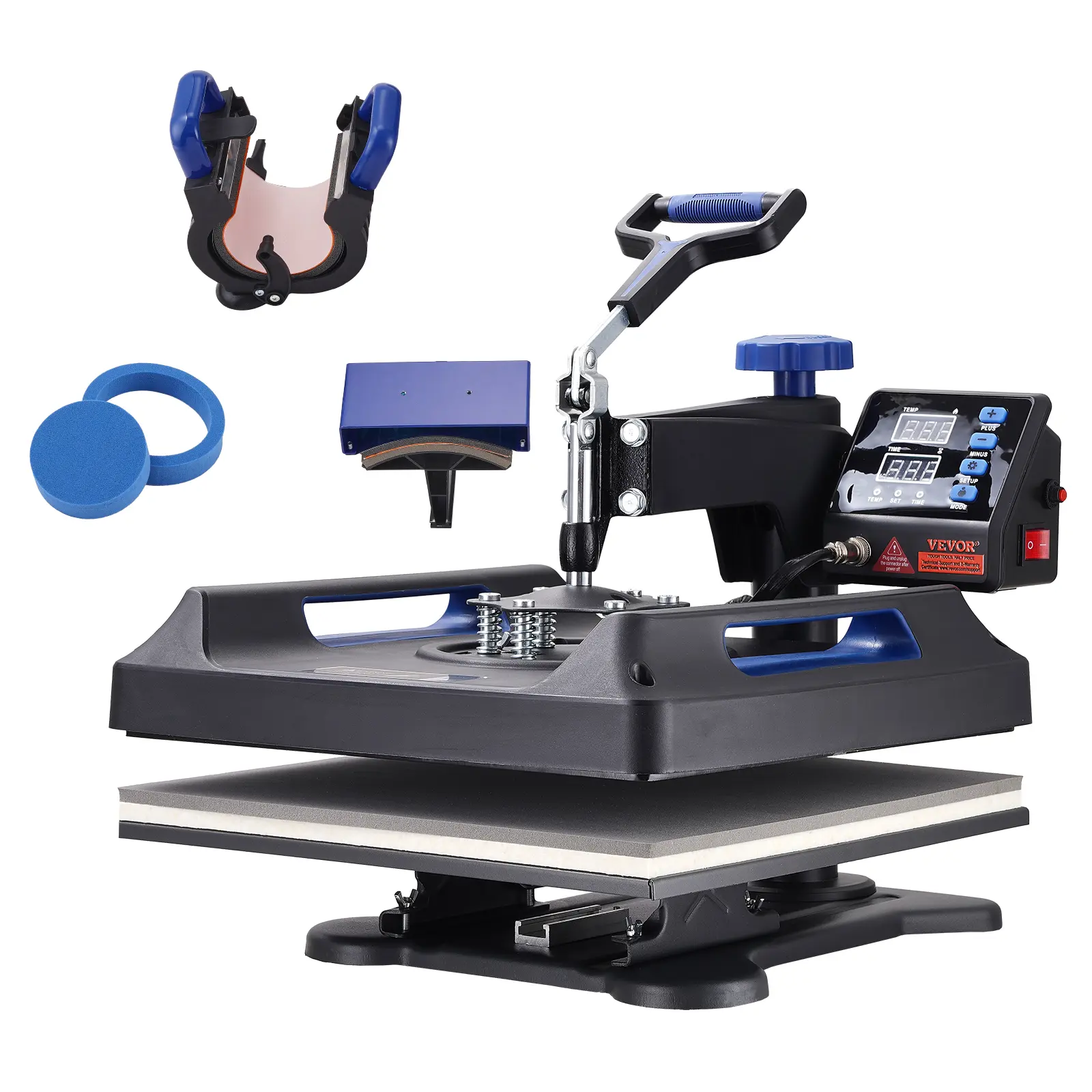 【Summerfinds】VEVOR 15x15in 360° Swing Away 5-in-1 Versatile Heat Press Kit, Digital Display Control, Quick Heating, Non-Stick Coated, High Security Home Iron for T-Shirts, Hats, Mugs