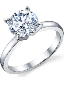 Women's 2Ct. Solitaire Round Brilliant Cubic Zirconia Sterling Silver 925 Wedding Engagement Ring