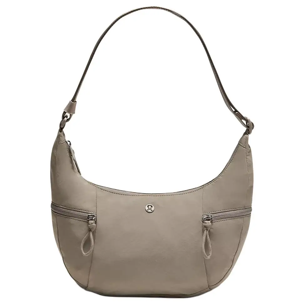 Lululemon 6L Logo Recycled Nylon Stylish Crossbody Bag, Lightweight & Versatile Shoulder Bag for Men and Women in Warm Gray, Lightweight Shoulder Bag