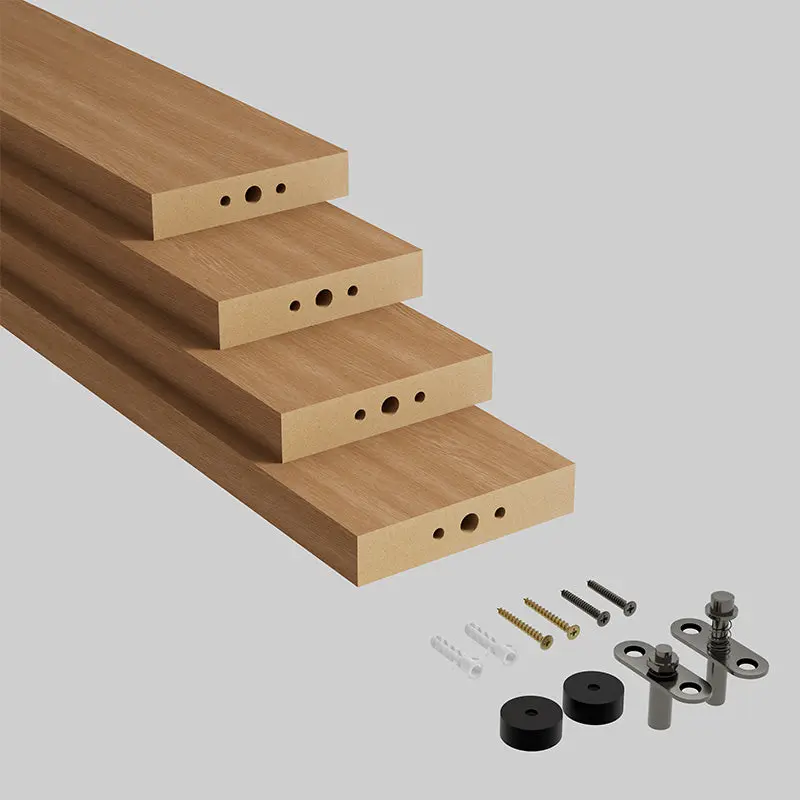 Swivel Slat Wood Room Divider Wall Partition Champagne Oak 3D Textured Decorative Privacy Screen, Modern Room Separator for Living Room, Bedroom, Kitchen, Home Decor