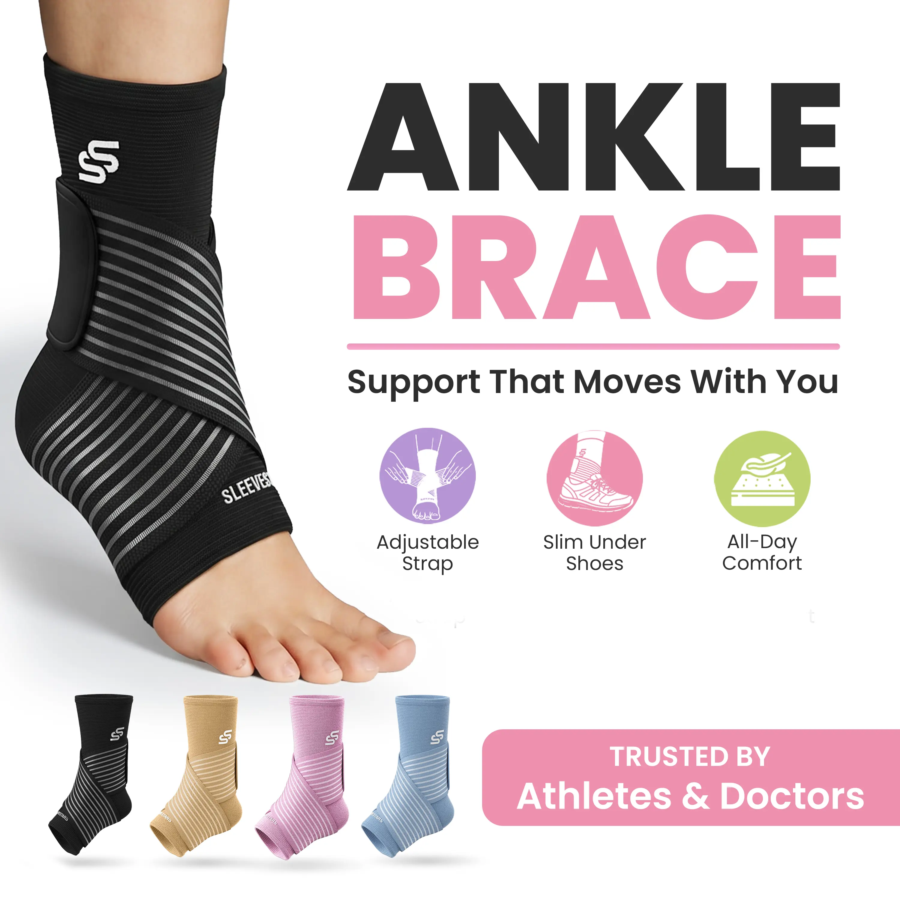 Ankle Brace for Pain Relief | Stops Sprain Pain Fast • Stabilizes Weak Ankles • Plantar Fasciitis & Achilles Support, Ankle Wrap, Foot Pain Relief
