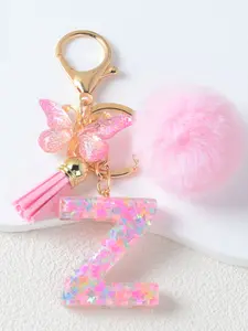 Thick Resin Letter Keychain, Butterfly/lace/ball Design, Fashionable Women's Bag/backpack/car Key Gift, Perfect for Special Occasions