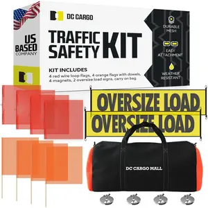 Oversize Load Sign, Flags and Mounting Magnets, with Carry Bag - Safety Supply Kit