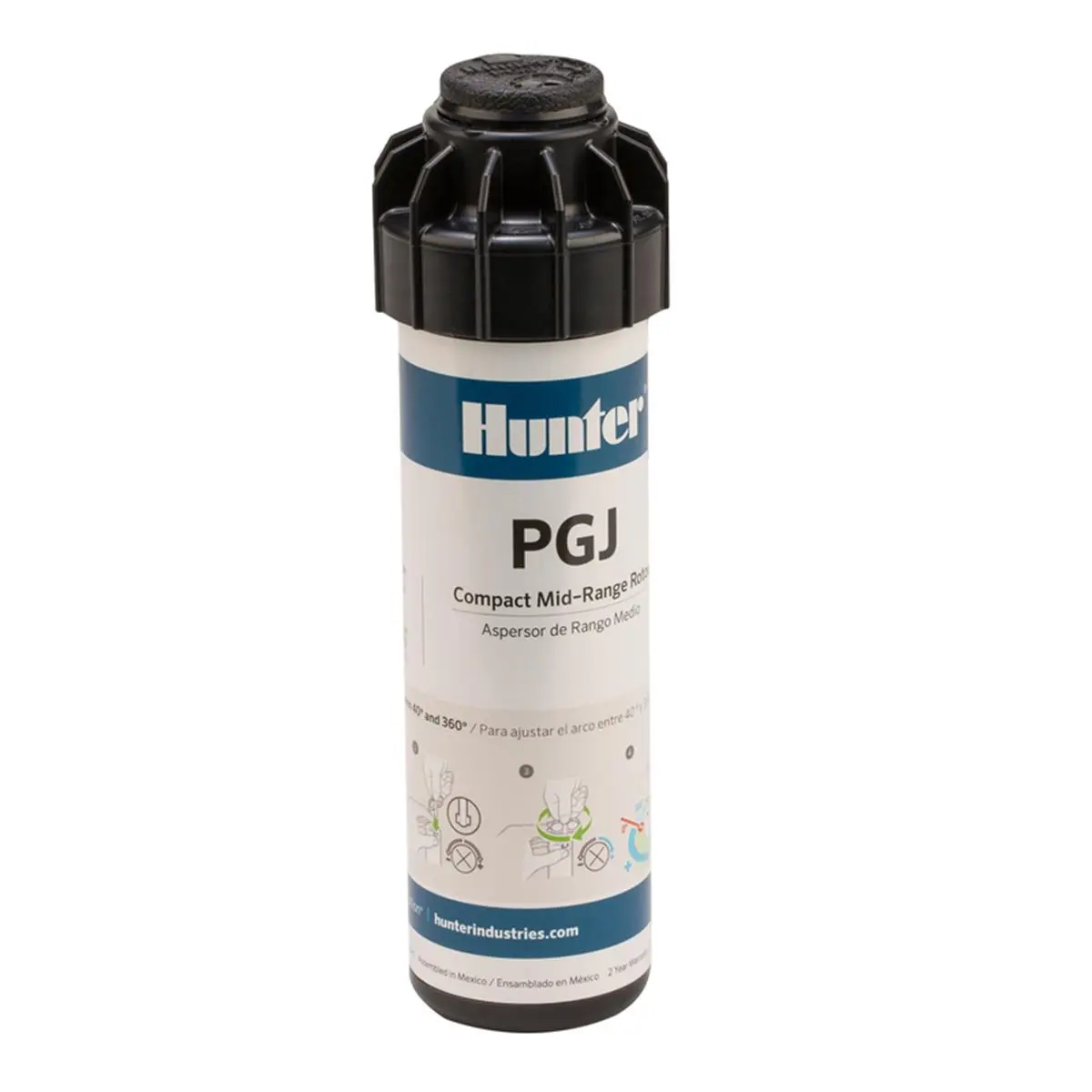 Hunter 7014323 PGJ Plastic Adjustable Rotary Pop-Up Sprinkler - 3.93 in., 0.5 in. Inlet Size, Irrigates 1963 sq. ft. Coverage, Black Garden Irrigation System Sprinkler