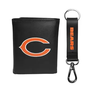 Siskiyou Sports NFL Leather Tri-Fold Wallet & Strap Key Chain