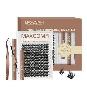 MaxComfi Astra Russian Lyra Downy Eyelash Extensions - Lash Clusters, Cluster Lashes, Airy Cute Natural Look, Super Soft Thin Band, Voluminous Non-Bulky, Long-Lasting Waterproof, Beginner-Friendly Cosmetic (Beauty & Personal Care Makeup)