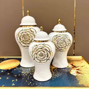 New 1pc Exquisite Cylinder Ceramic Vase - European Style Electroplated Golden Luxury Handicraft Ornament with Contemporary Style - Perfect for Home Decor and Gift Giving