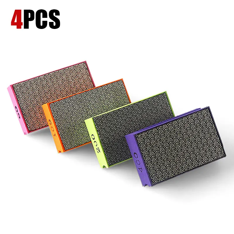 LOZLIN 4PCS Diamond Hand Polishing Pads & Foam Sanding Blocks, Edge Detailing Hardware Tool Kit for Glass, Tile, Ceramic & Wood Grinding and Polishing